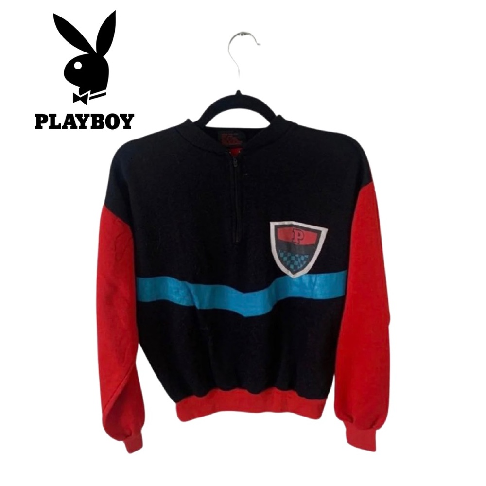 Vintage Playboy Quarter Zip Pullover Sweatshirt